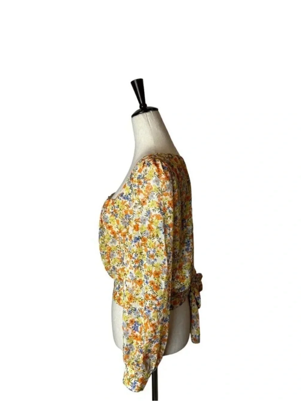 ASTR Yellow Floral Tie-Front Blouse